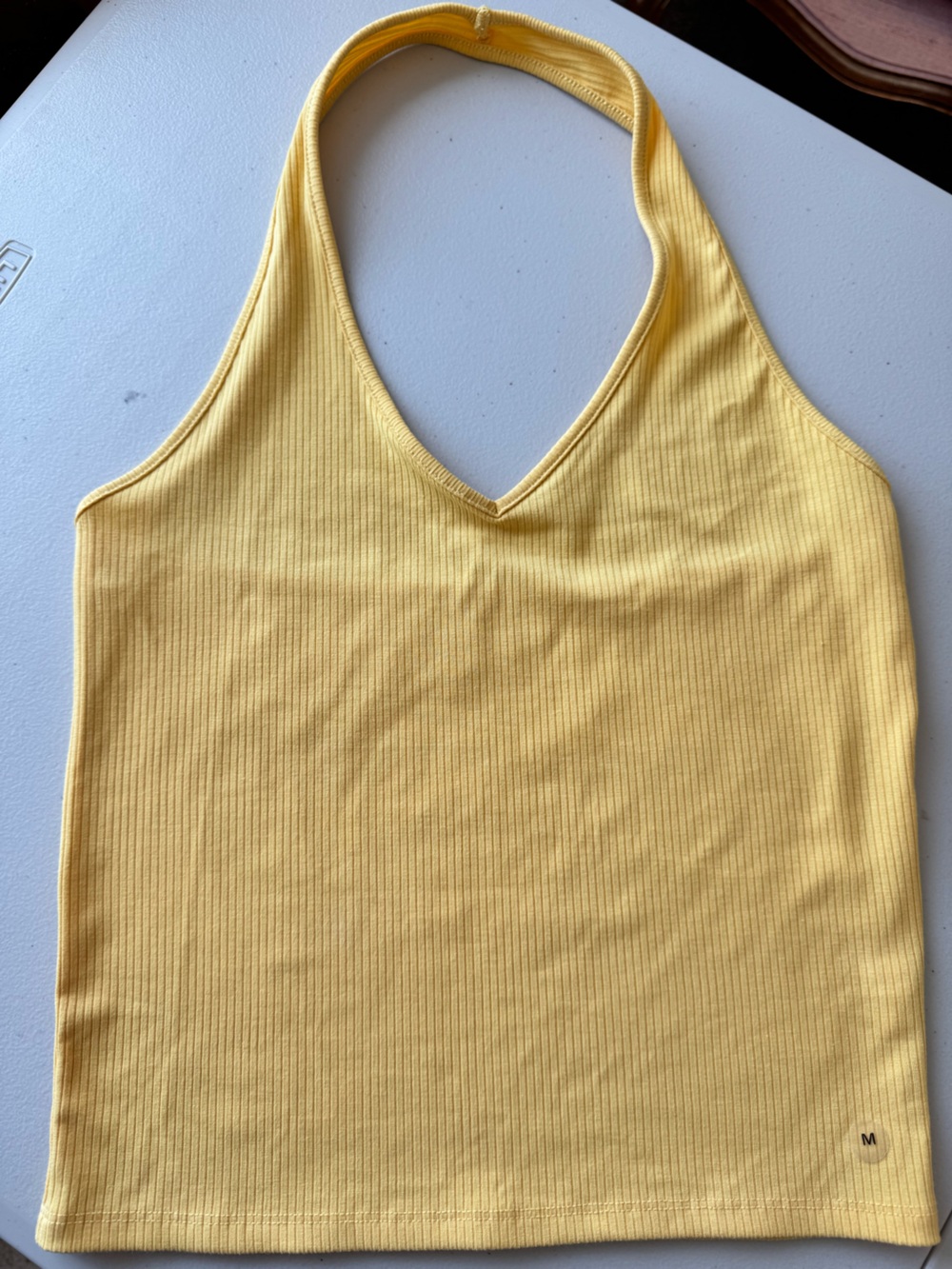 American Eagle Outfitters Yellow Ribbed Halter Tank